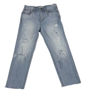 Madewell The Perfect Vintage Jeans Distressed Crop Light Wash Size 28 TINY FLAW